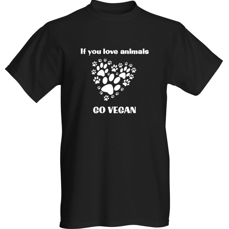 Men's T-Shirt (Black) - If you love animals, GO VEGAN