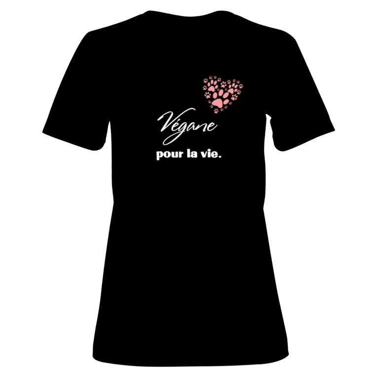 Women's T-Shirt (Black) - Végane pour la vie