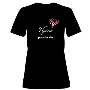Women's T-Shirt (Black) - Végane pour la vie